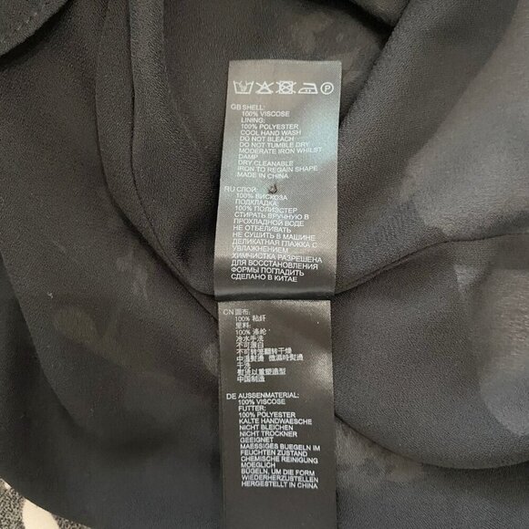 REISS GABRIELLA BLACK WHITE FLORAL LONG SLEEVE MINI DRESS - 2 - Picture 12 of 12